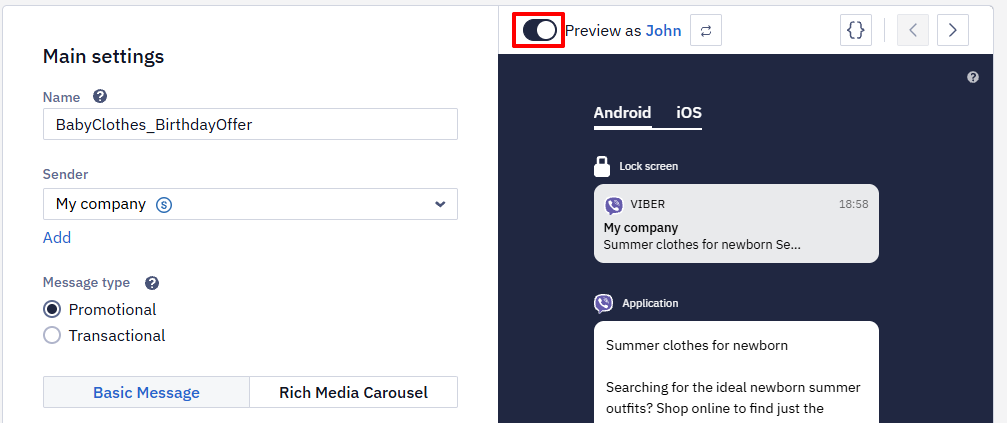 Dynamic Content Preview