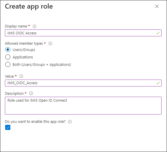 Creating an app role