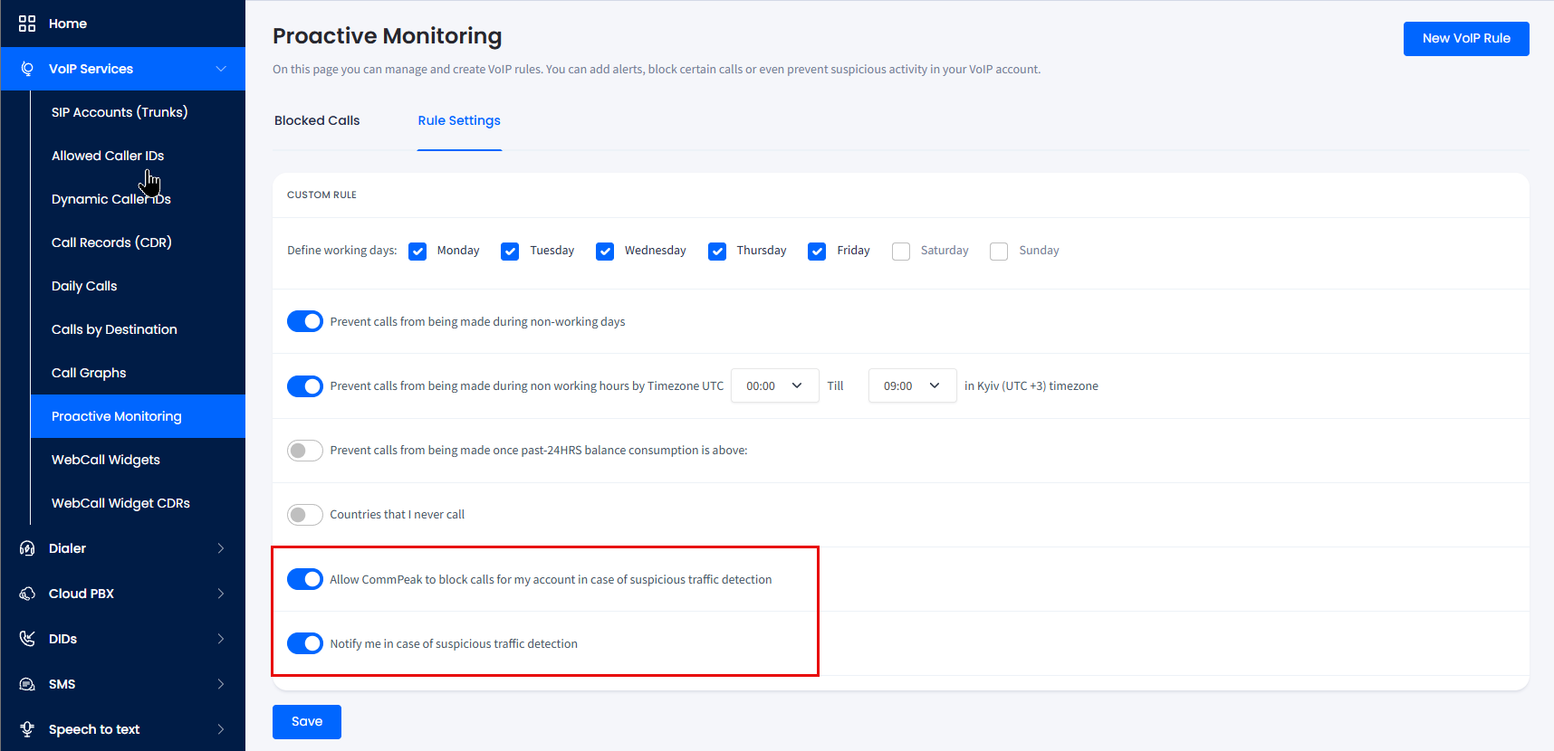 Screenshot of the Rule Settings tab