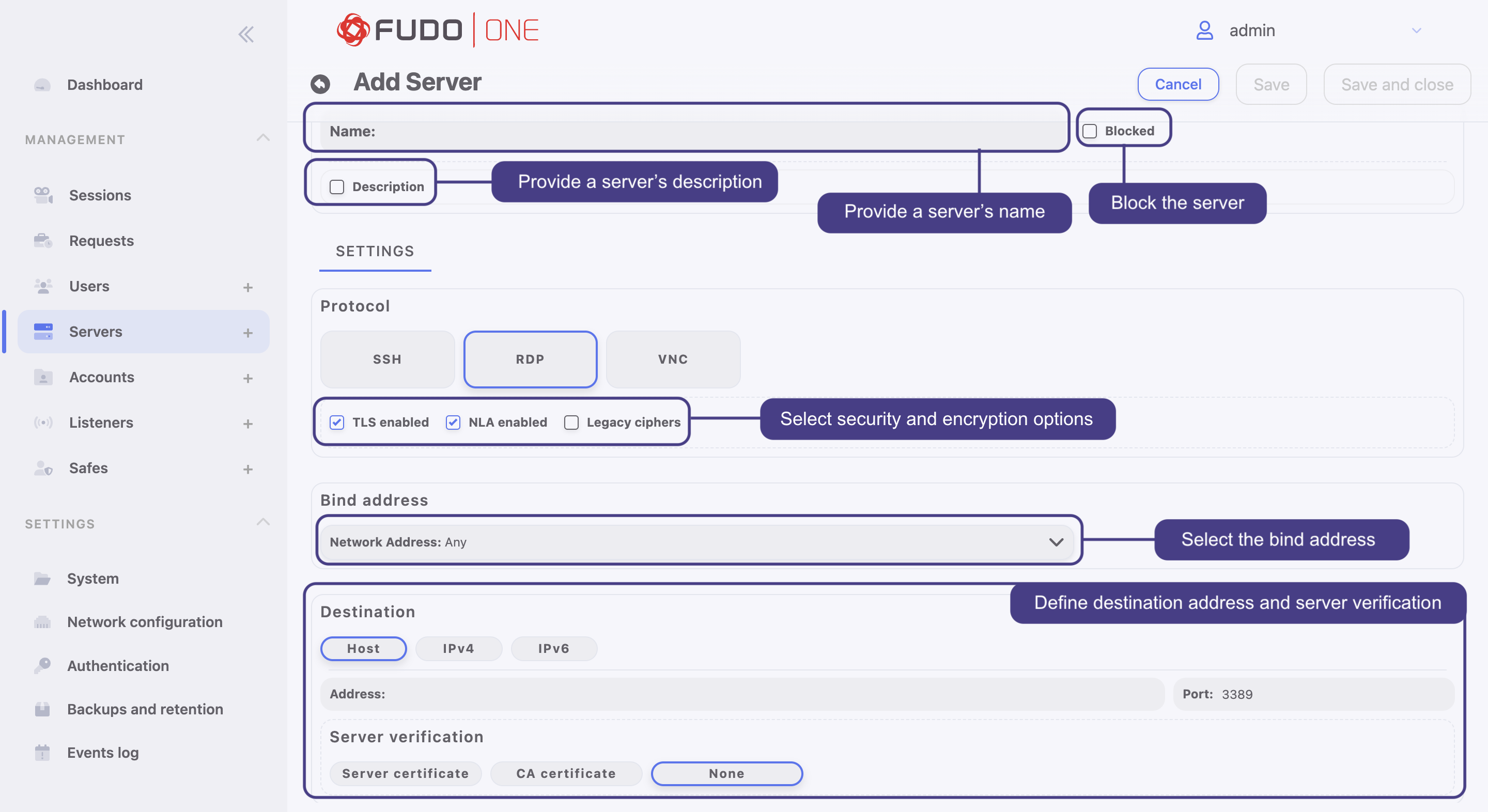 RDP server configuration