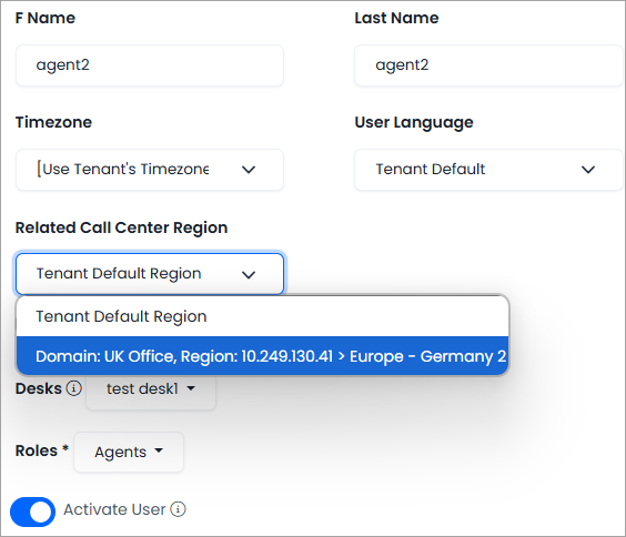 Screenshot of selecting a region