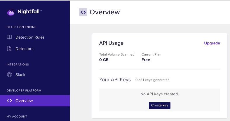 The API Usage section page