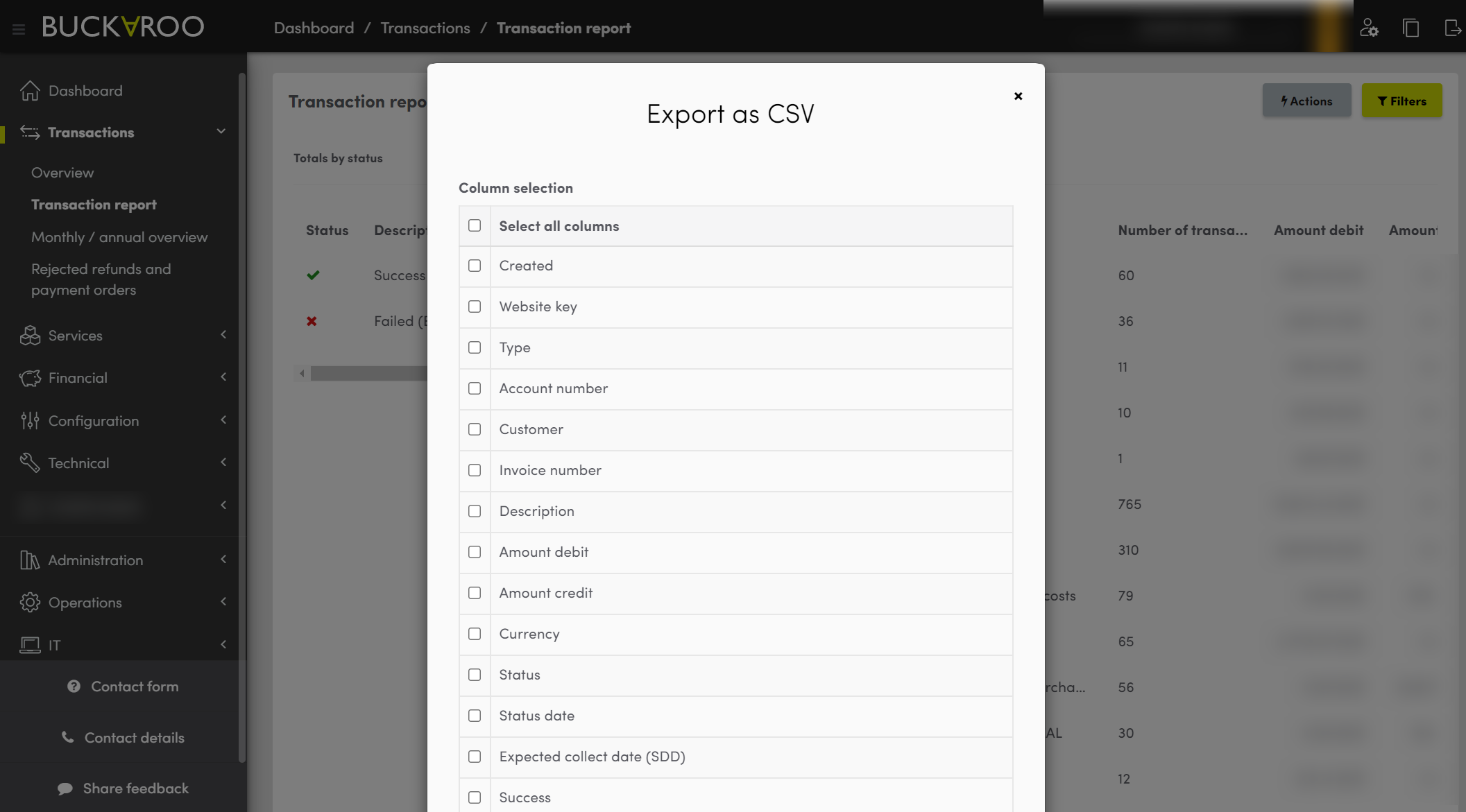 Transaction report - Buckaroo (1)