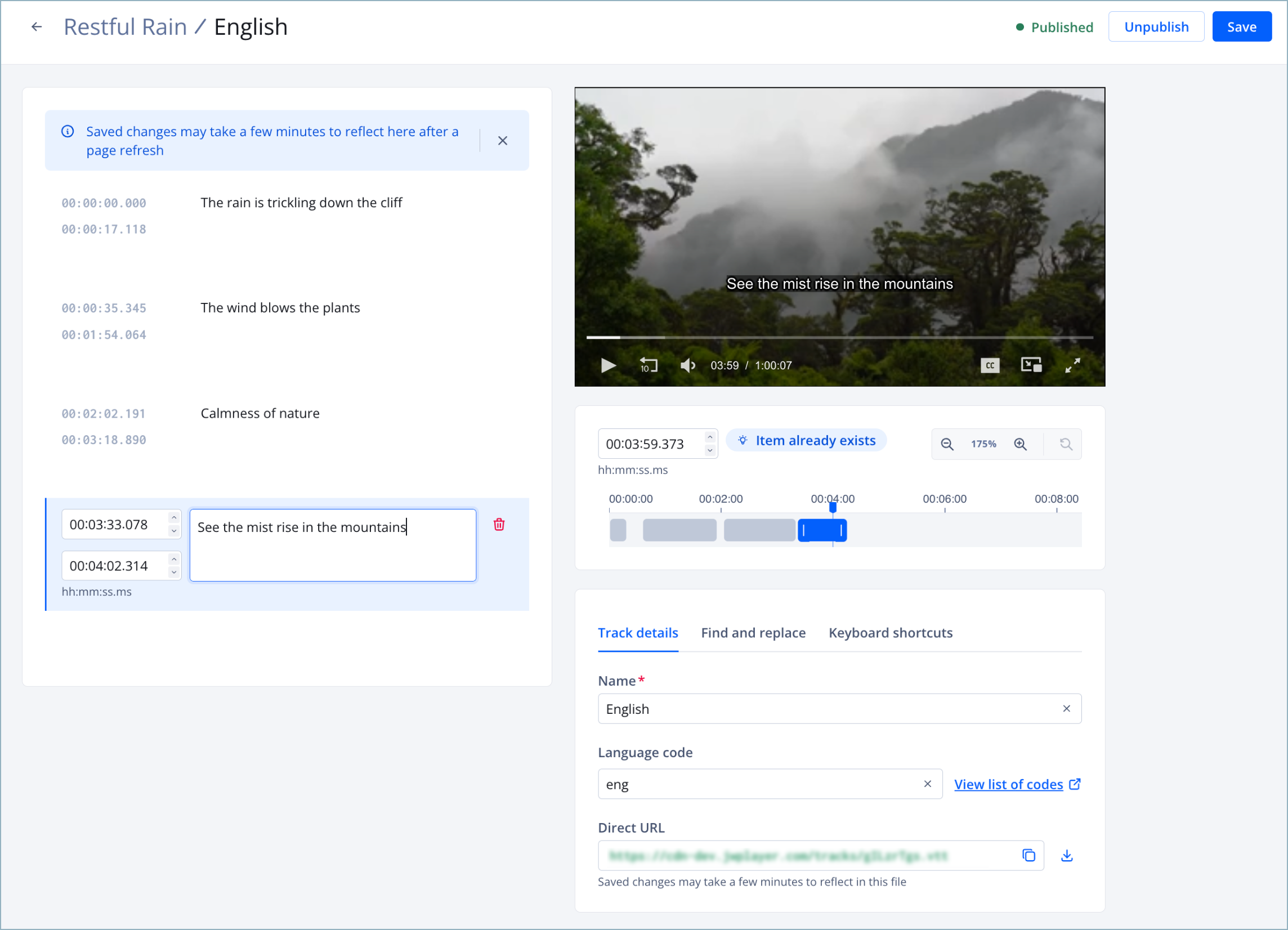 Tracks editor page