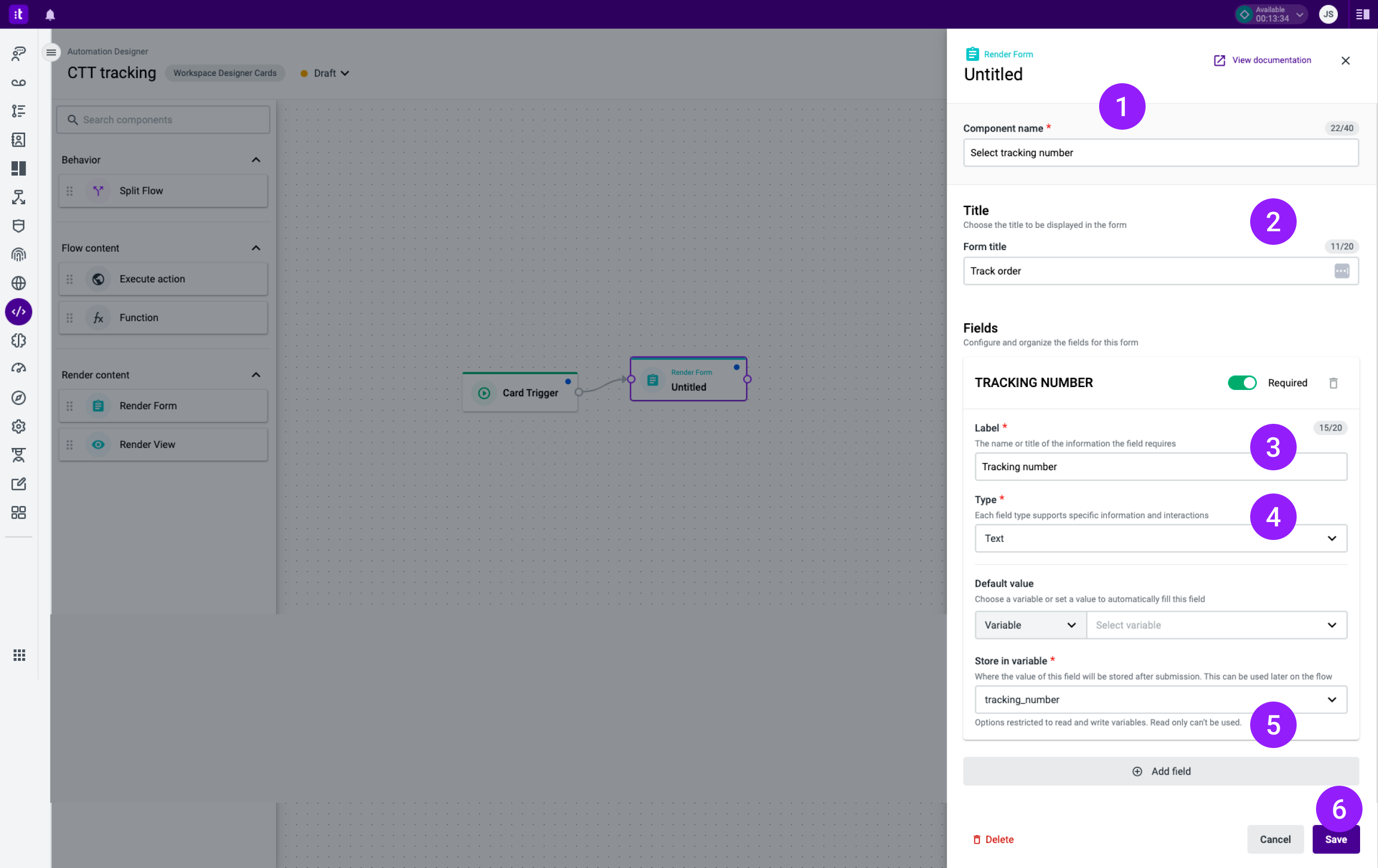 Figure 5 - Render Form editor configuration