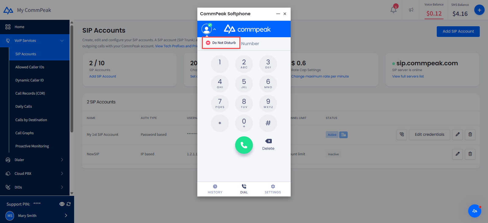 Screenshot of the Do Not Disturb option