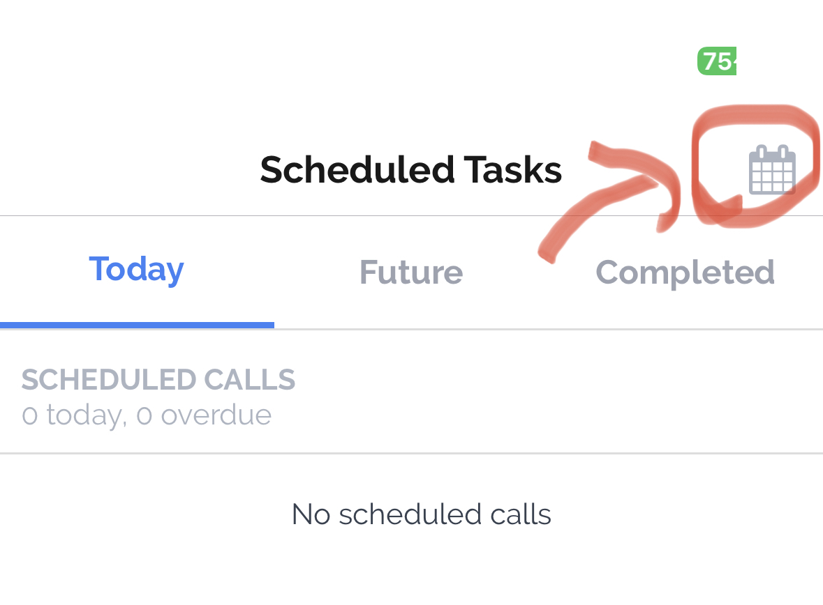 Tap the calendar icon in the top right of the Scheduled Tasks tab

