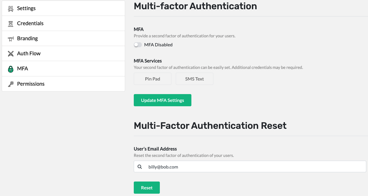 Swoop Admin Dashboard - MFA reset.png MFA User Reset