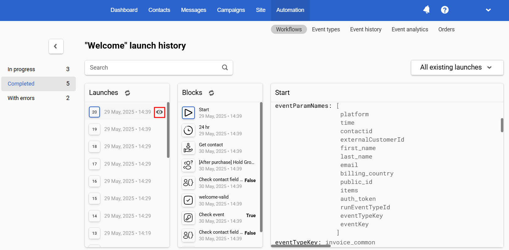 Workflow Launch Viewing