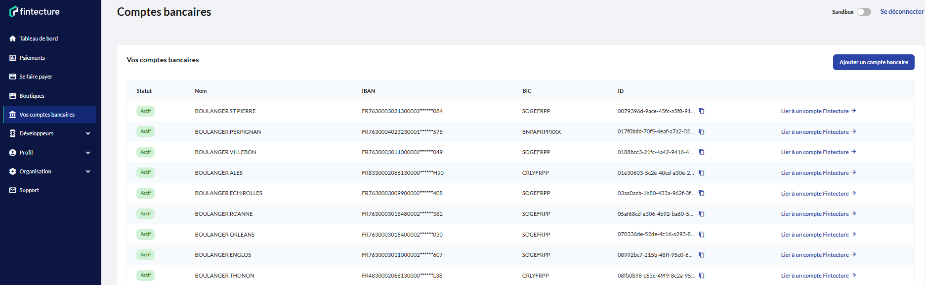 External Bank Account