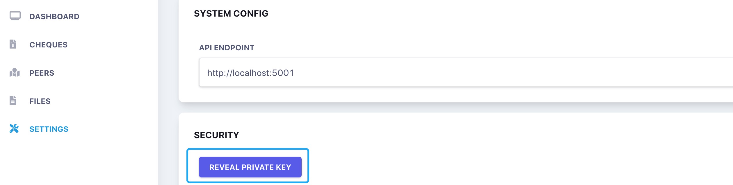 Get Private Key in the dashboard