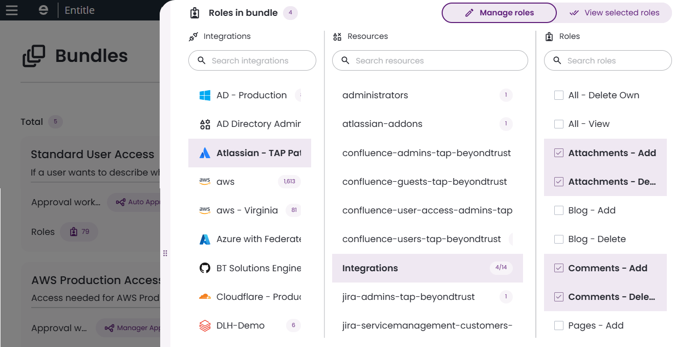 New Bundle form, manage roles and request duration
