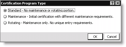 From Certification, select Set up programs, and click New