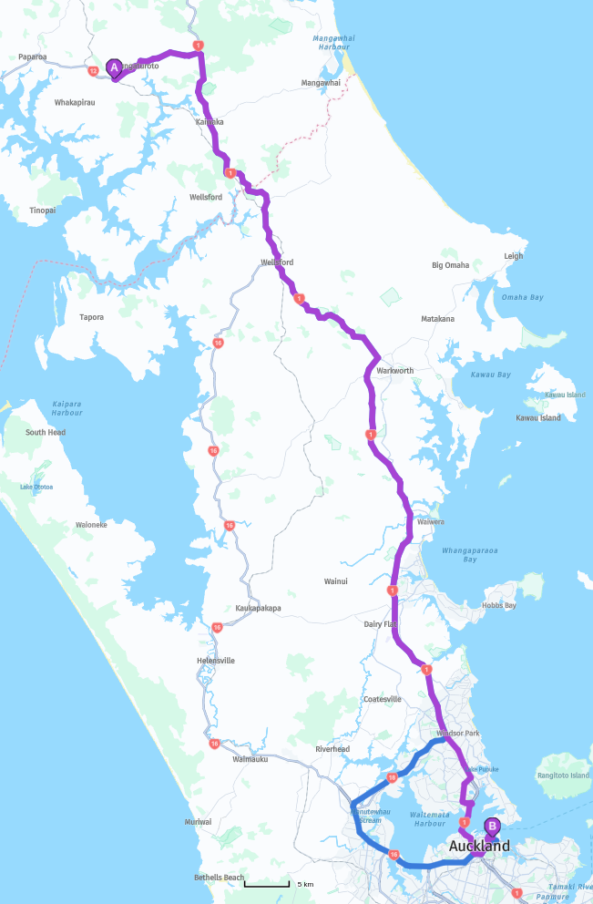 Route in truck mode vs network-restricted-truck mode