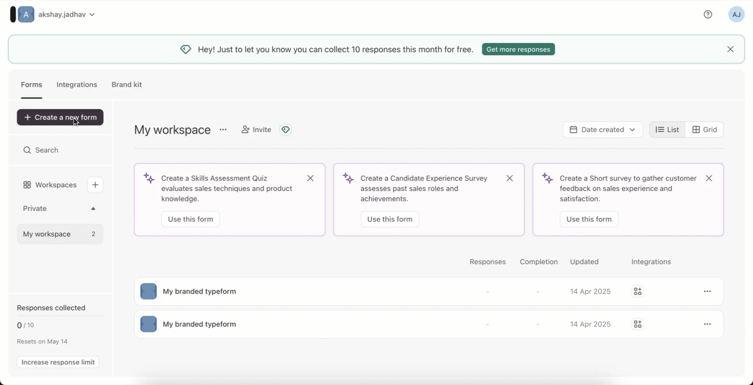 Create a new survey