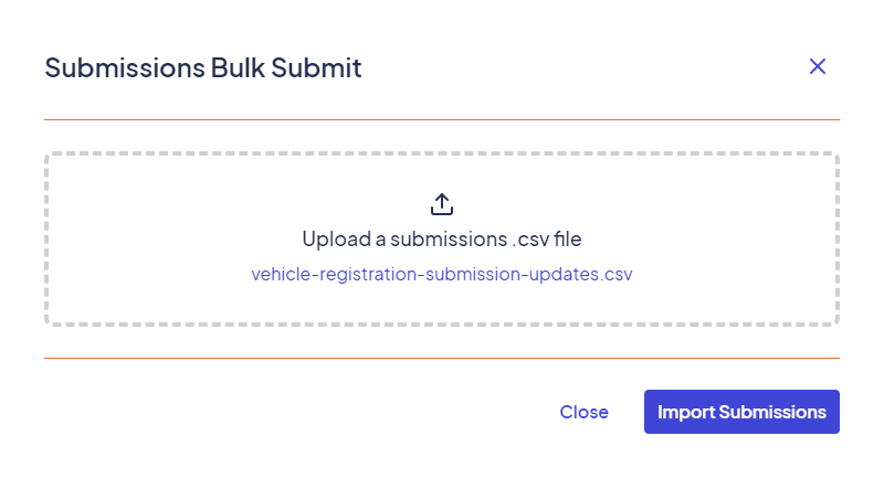 Submissions Bulk Submit window