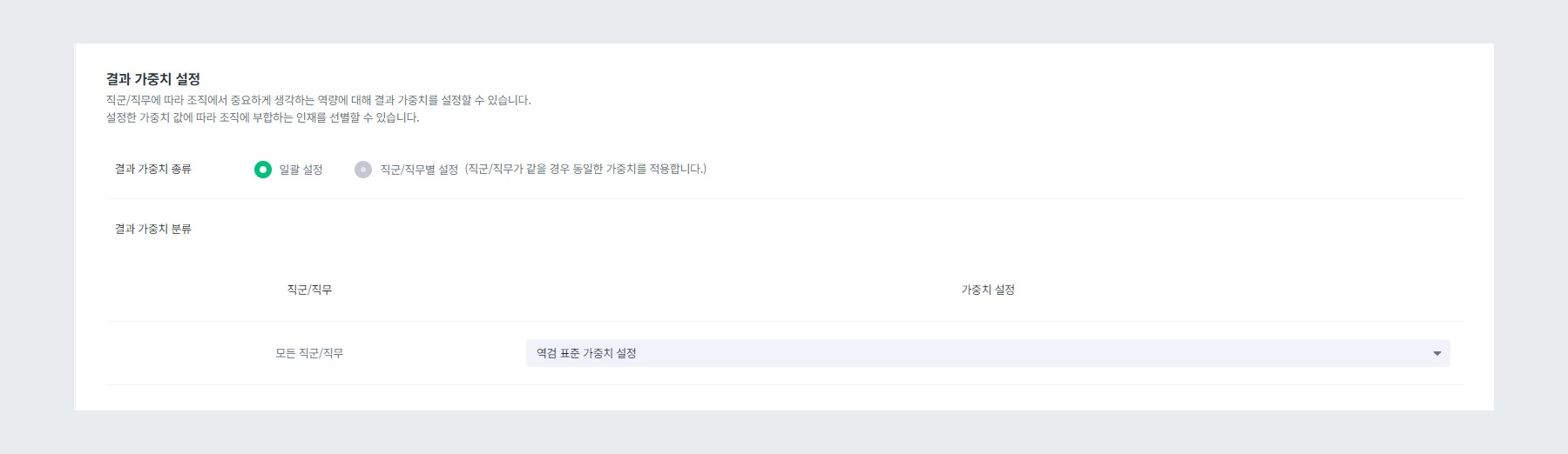 역검센터전형 결과 가중치 설정