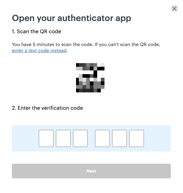 Open your authenticator app pop-up