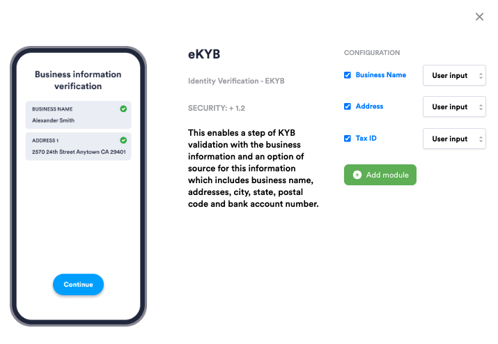 eKYB module configuration