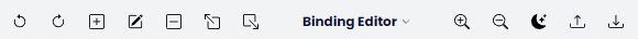 The Binding Editor toolbar with the **Upload** button, the second one from the right.