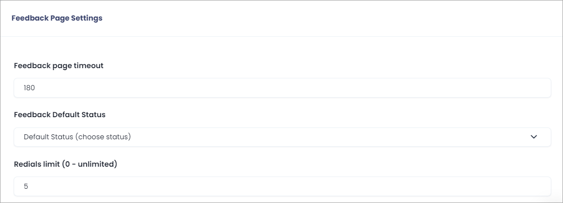 Feedback page settings