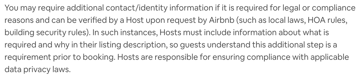 Airbnb's policy for requiring guest IDs.