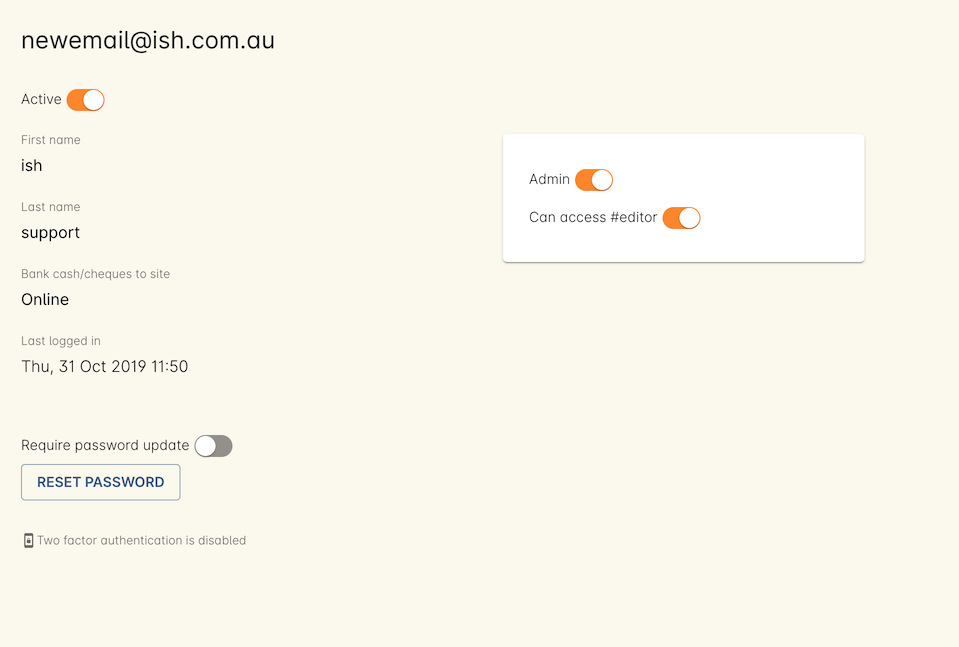 Figure 34. 'Click "Reset Password" to reset a password for a user.