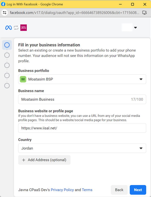 Figure 16: Creating New account.