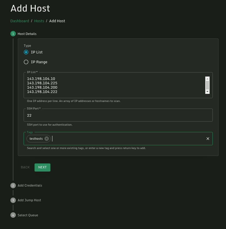 add.hosts.ip.list.form.png Adding hosts to Sandfly.