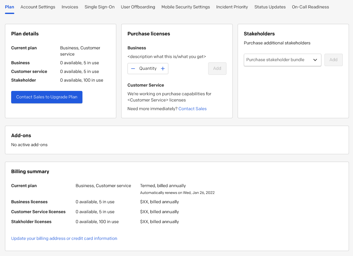 Manage licenses on Your Subscription page