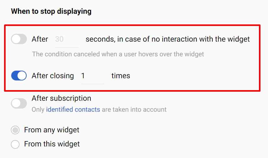 When to stop displaying