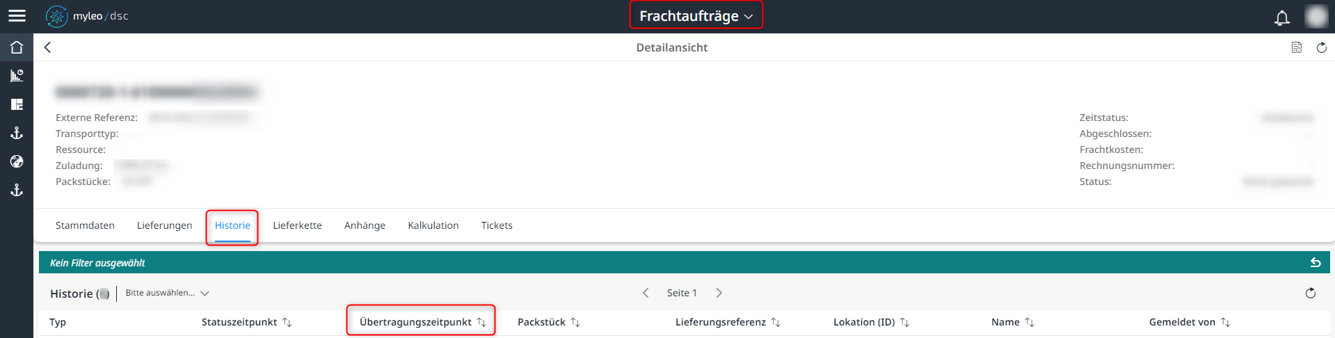 Sortierung abhängig vom Übertragungszeitpunkt