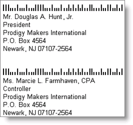Example of a properly aligned barcode.