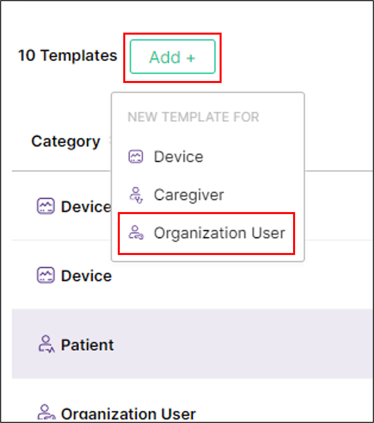 Add Organization User Template