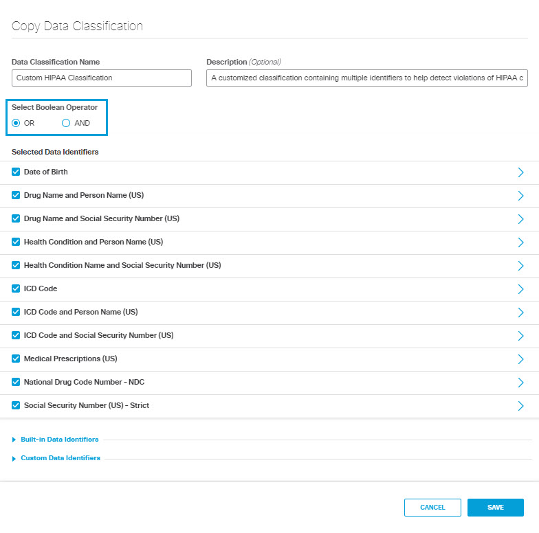 Create a Data Classification Using a Template