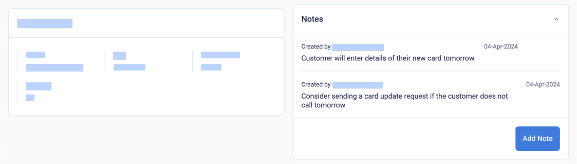 Make notes about a customer in the customer account view