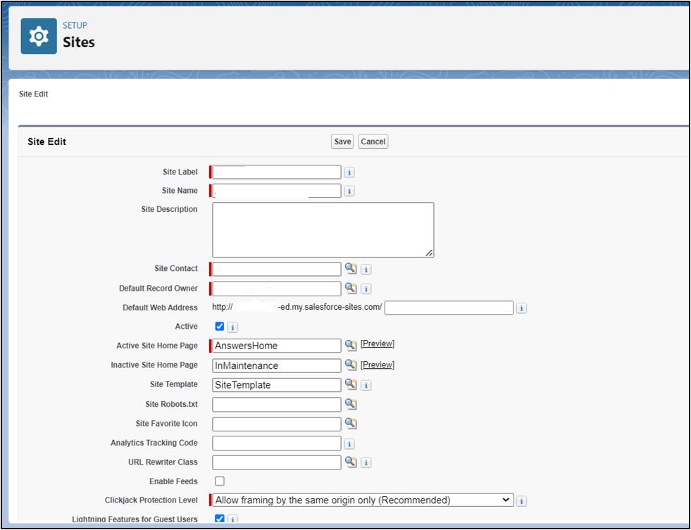 site configuration