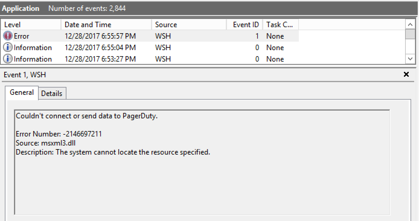 A screenshot of the Windows UI detailing Windows Event Logs