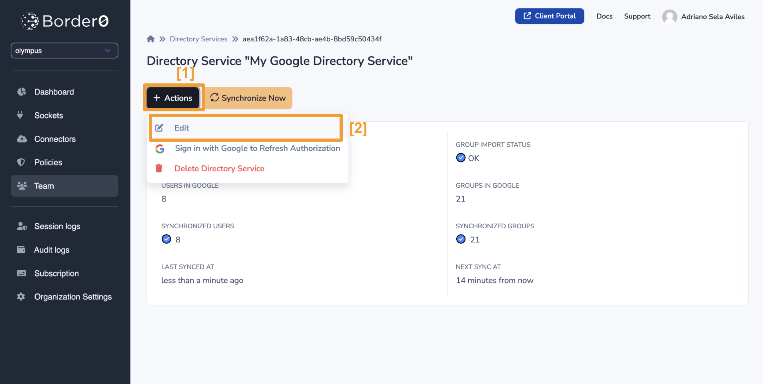Edit Google directory service instructions