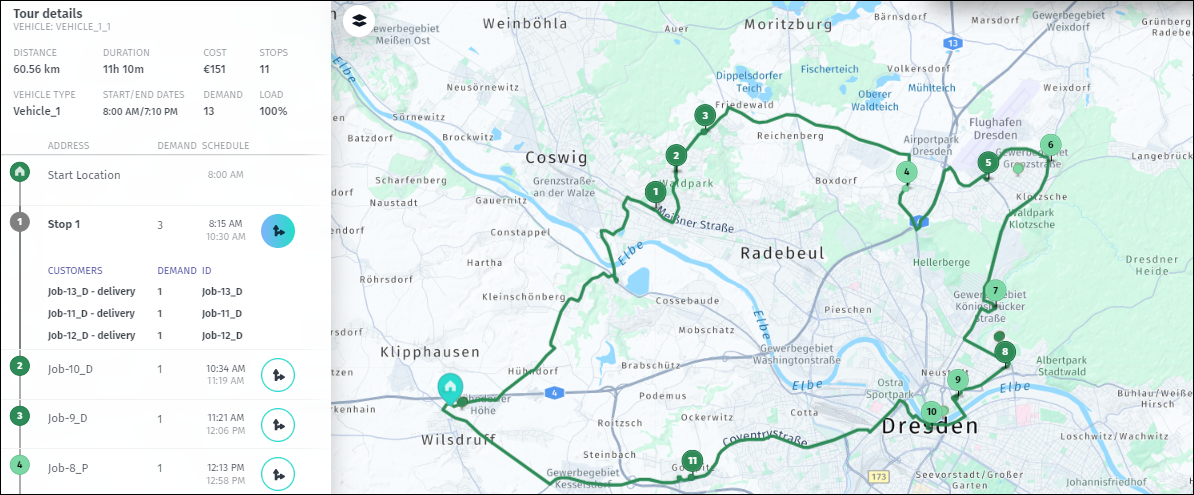 VRP solution without maximum shift time