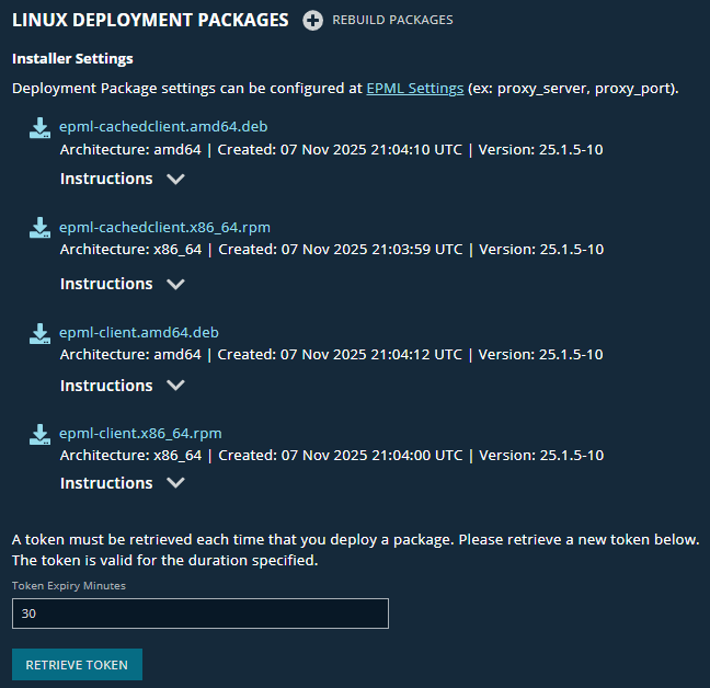 Installer settings and download packages