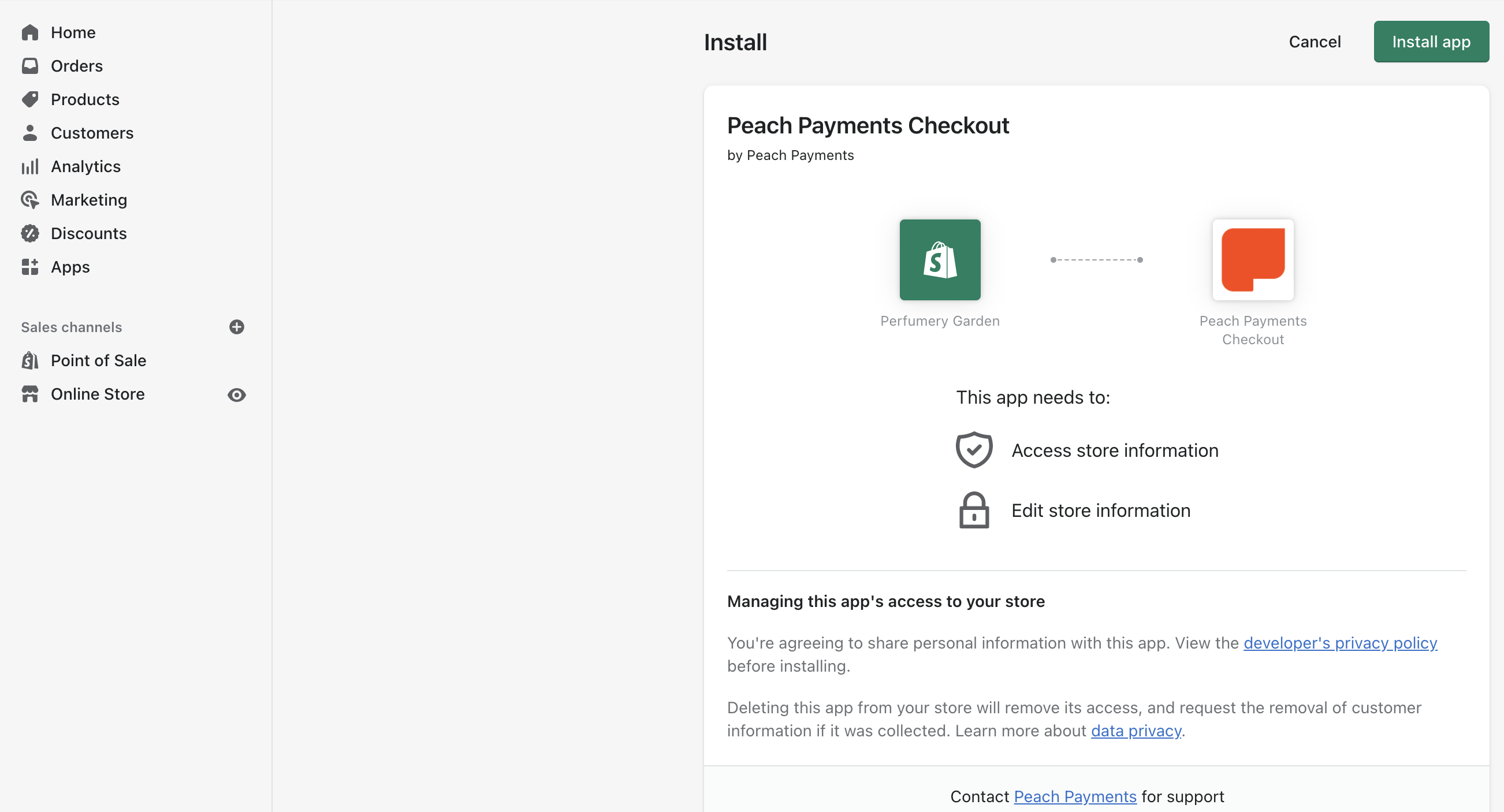 Install the Peach Payments app