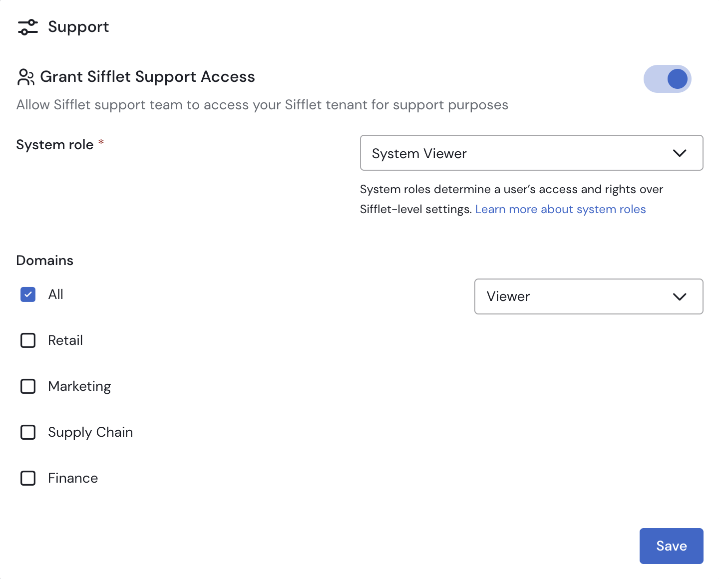 Customize Sifflet Support Permissions