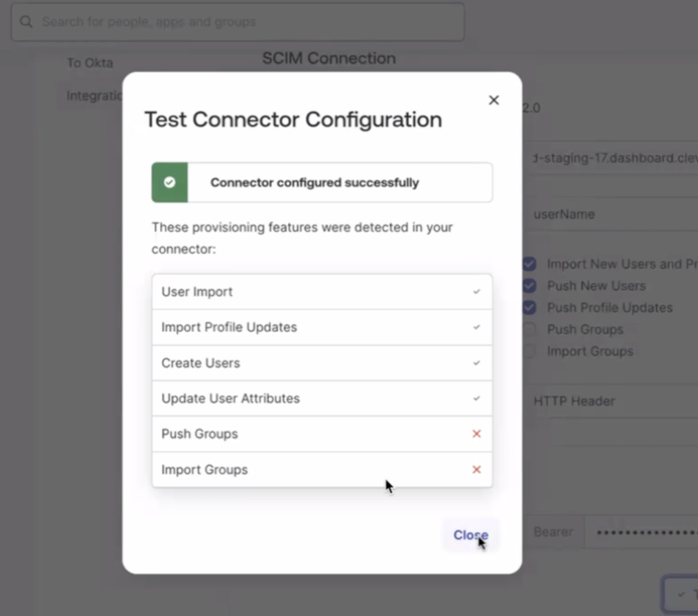 Test Connector Configuration