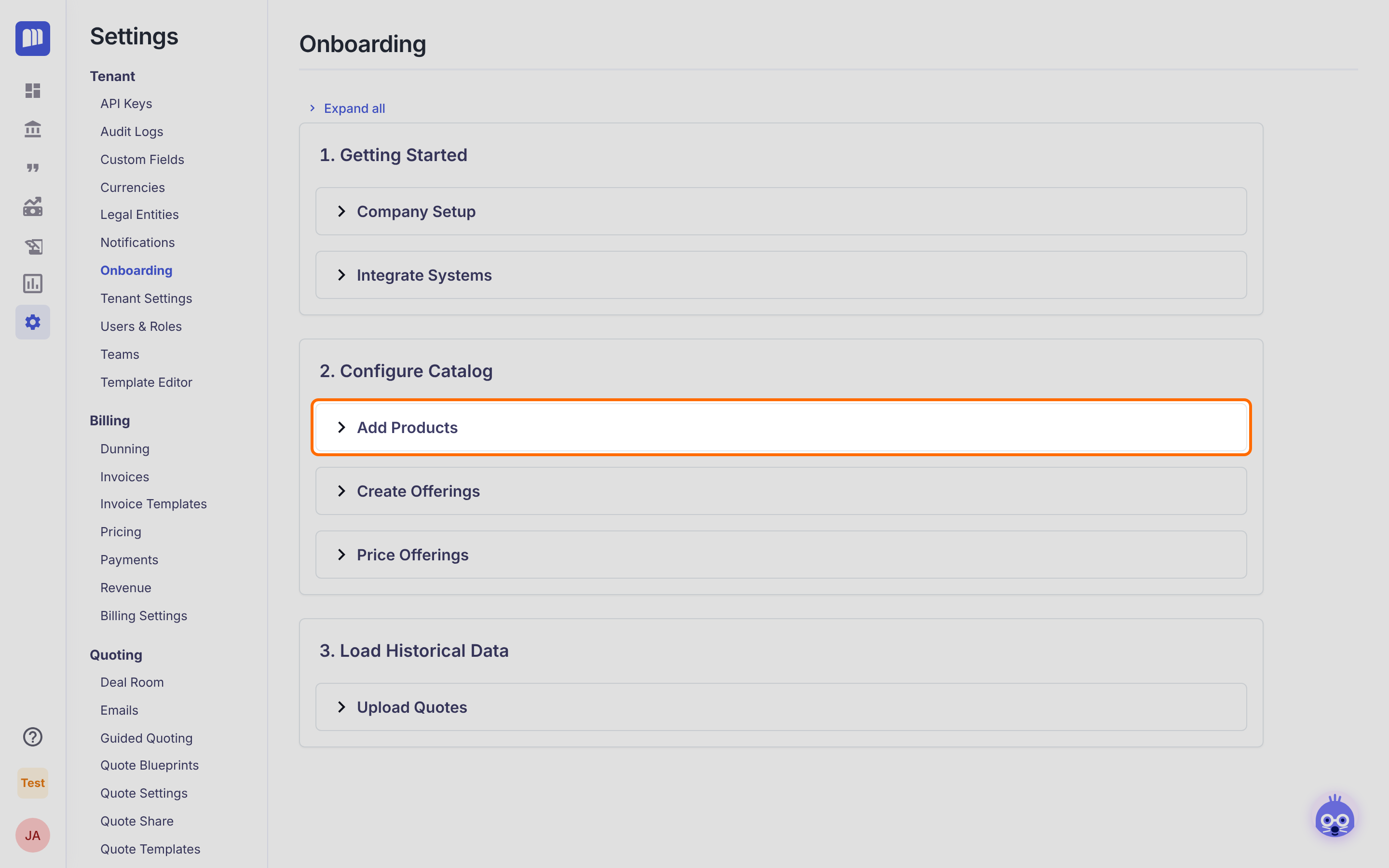 Add Products highlighted