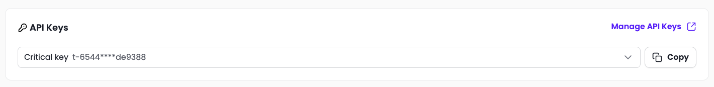 API Keys in Tatum Dashboard Overview