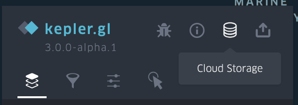 The cloud storage icon in the kepler.gl sidebar.