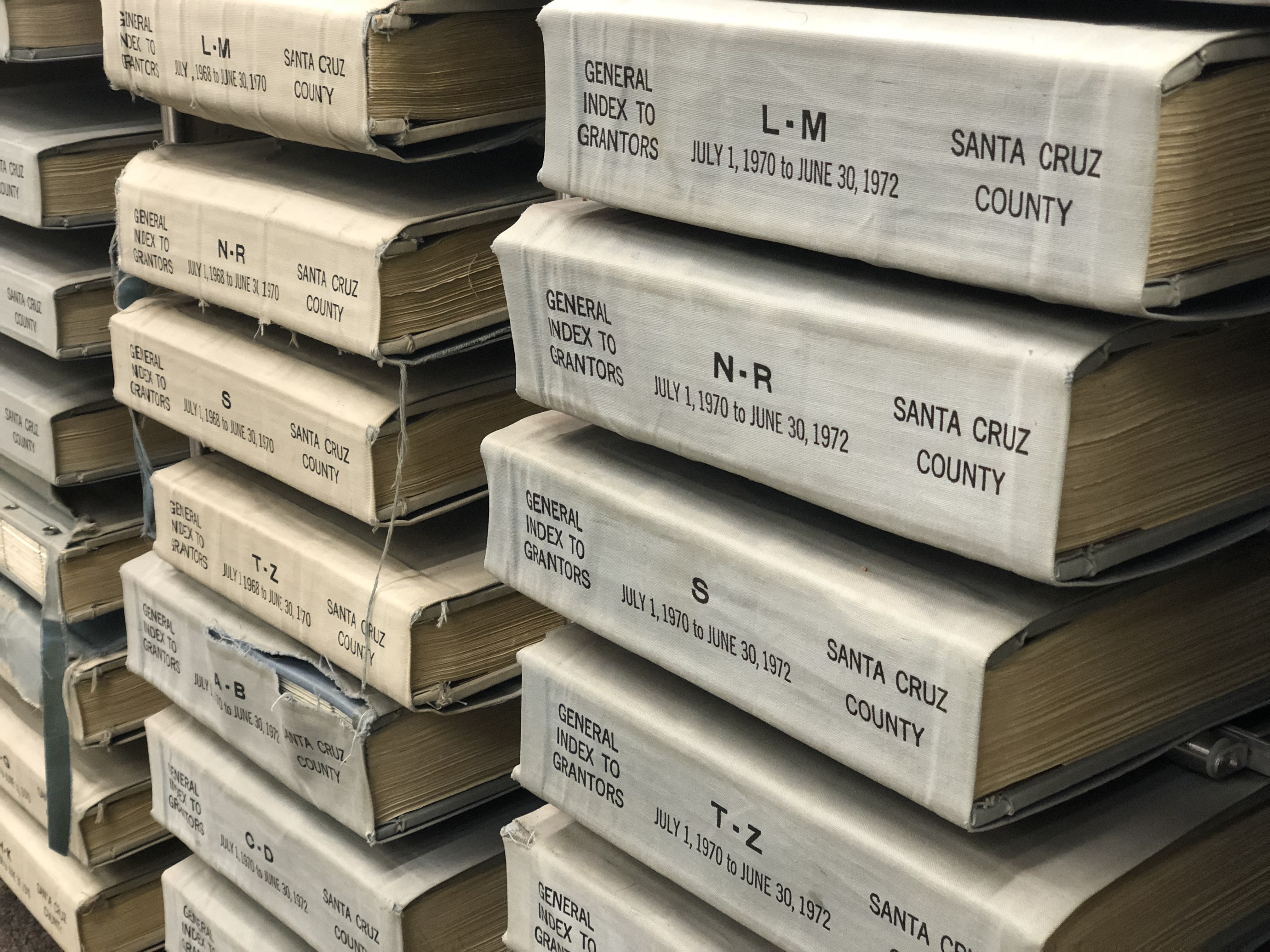 Physical records at the Santa Cruz County Recorder office