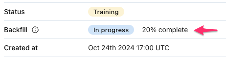 An "In progress" backfill, as seen from the Monitor Details page