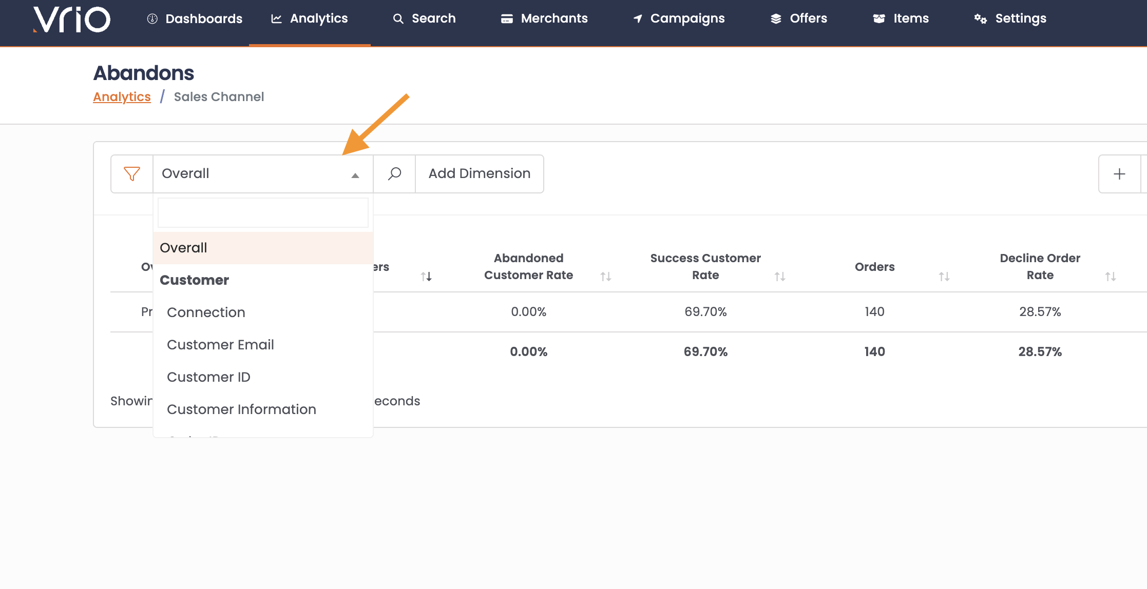 Dimensions selection in Report Builder